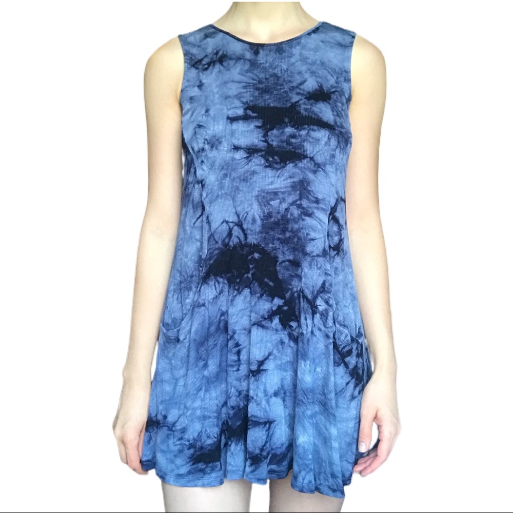 Miami blue mini tie dye dress with pockets